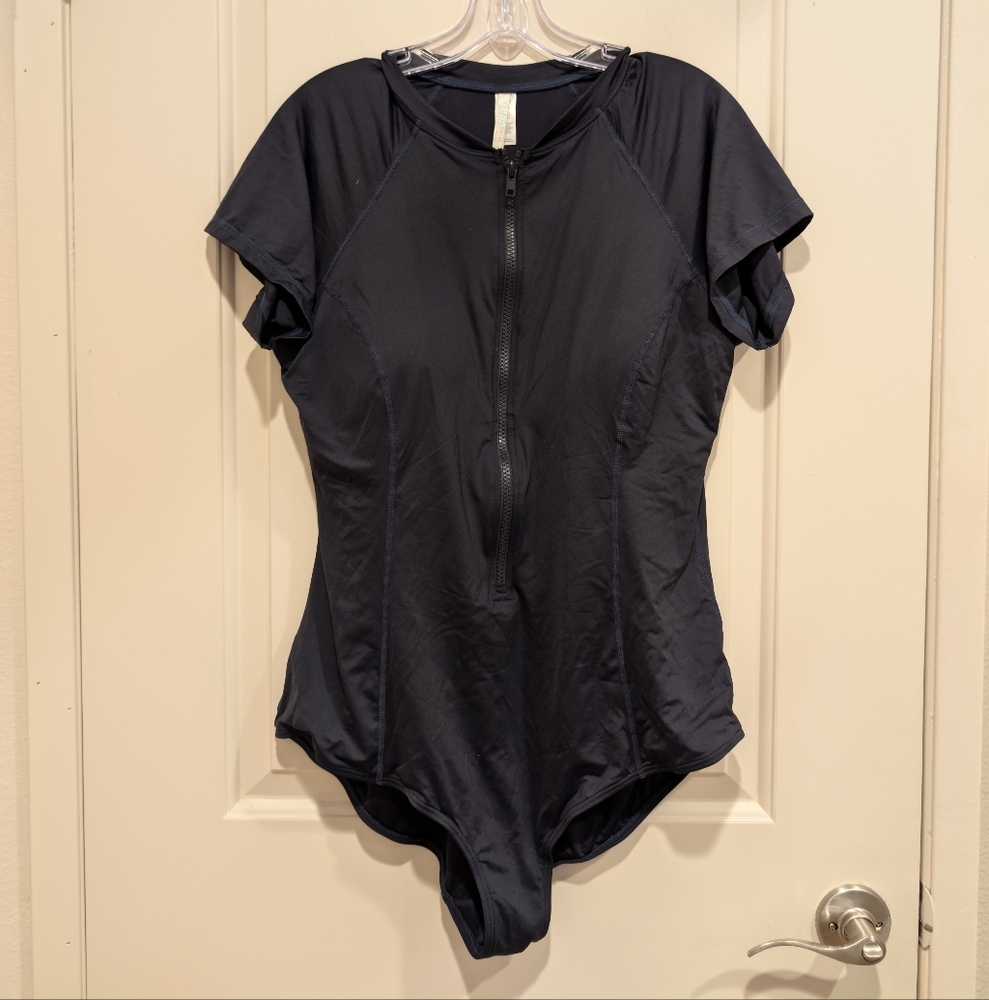Sea Level Australia Swim Navy Blue Short Sleeve Women's Swimsuit Size 14